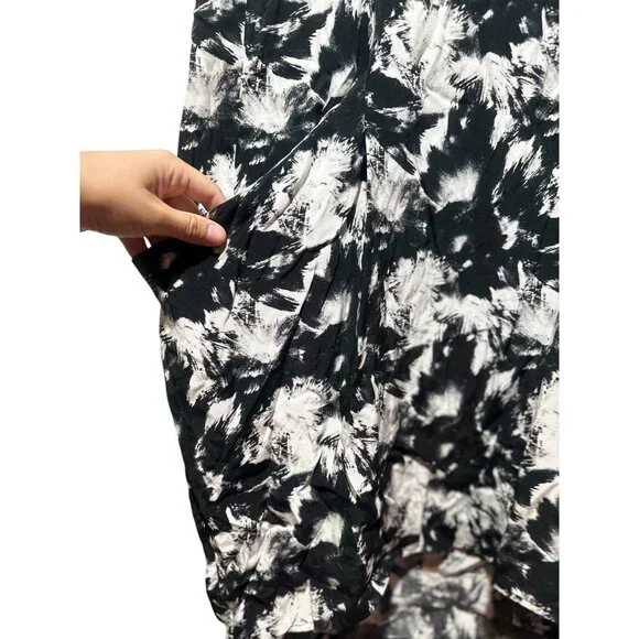 Whistles Hannah Suki Floral Abstract Tunic Dress Women 8 Black White Knee Length - Picture 11 of 16